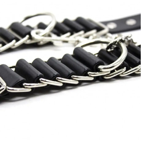 Наручники из металла и искусственной кожи на запястья "Yeain SMSKJK-24" 