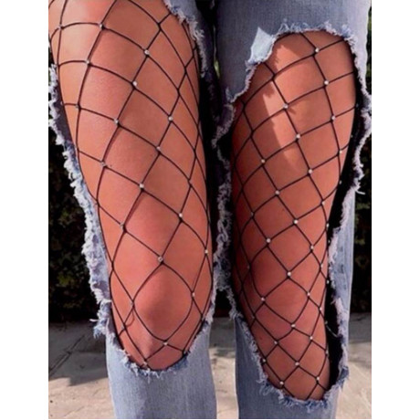 Колготы в крупную сетку со стразами "Cindylove" H3240