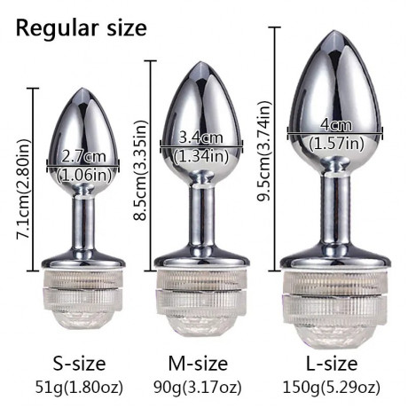 Светящаяся металлическая анальная пробка с пультом "Yeain SMGS-088"