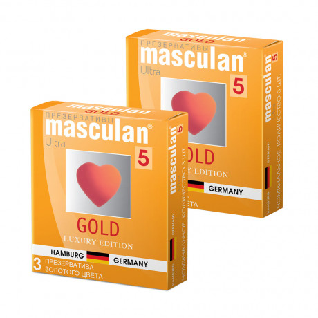Презерватив золотого цвета "Masculan Gold", 3 шт