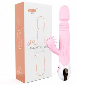 Мощный вибратор "Magnetic Force Yeain" с поступательными движениями и стимуяцией клитора