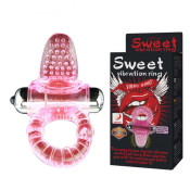Эрекционное виброкольцо со стимулирующими усиками на язычке "Sweet"