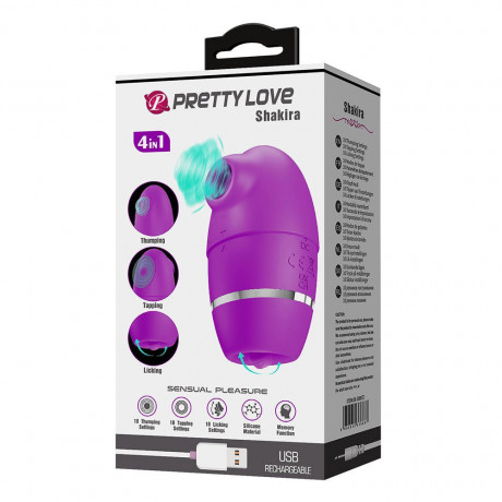 Вакуумно-волновой, пульсирующий вибростимулятор + язычок 3 в 1 "Pretty Love Shakira"