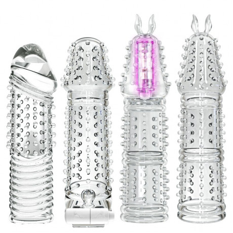 Прозрачная насадка на член со стимулирующими усиками "Transformers" 