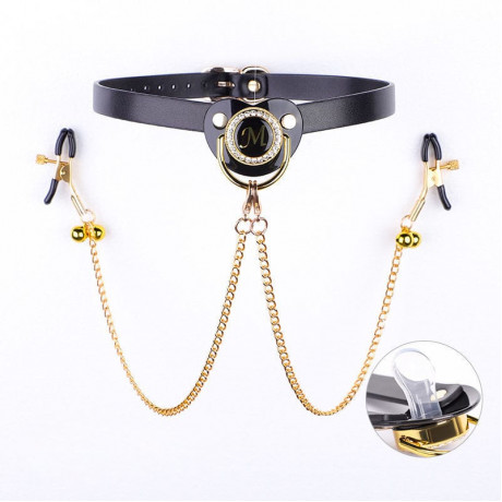 Кляп соска с зажимами на соски "М"