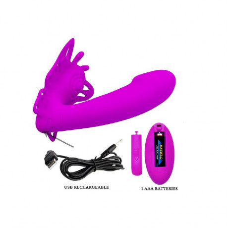 Вибростимулятор в виде бабочки с фаллосом "Pretty love Katherine"