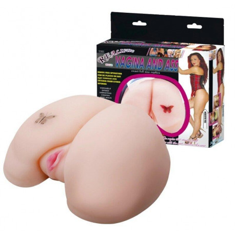 Полноразмерный мастурбатор с вибрацией и с татуировкой "Бабочка"