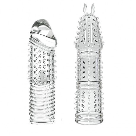 Прозрачная насадка на член со стимулирующими усиками "Transformers" 