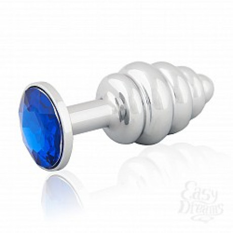 Анальная металлическая рельефная пробка с кристаллом