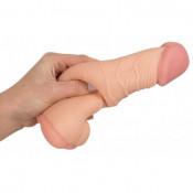 Мастурбатор-насадка 2 в 1 телесного цвета без вибрации "Unisex Dildo" 8.6"