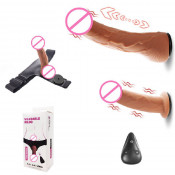 Страпон с внутренней насадкой, с вибрацией и дистанционным пультом "Enduro blaster 7,8"