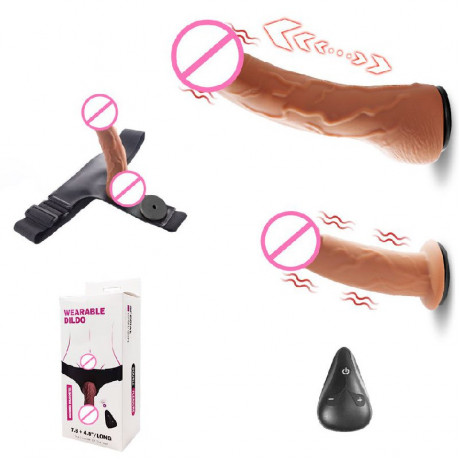 Страпон с внутренней насадкой, с вибрацией и дистанционным пультом "Enduro blaster 7,8"