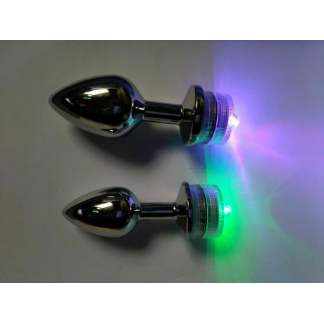 Светящаяся металлическая анальная пробка с пультом "Yeain SMGS-088"