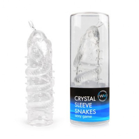 Прозрачная насадка на член без вибрации со стимулирующими усиками "Crystal Sleeve"