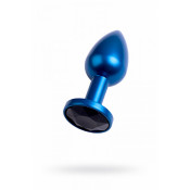 Анальная металлическая пробка со стразом "Синяя чайка", 7см