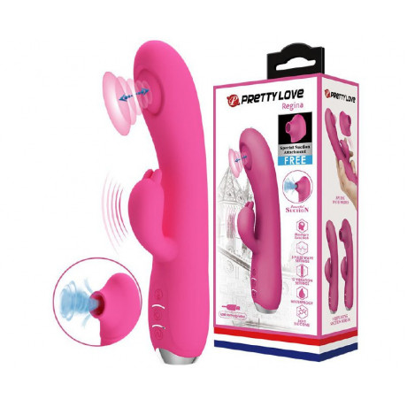 Перезаряжаемый Вибратор с пульсирующей головкой, со специальной насадкой и стимуляцией клитора "Pretty Love Regina"