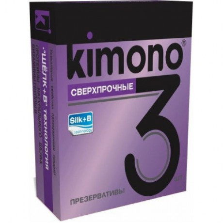 Сверхпрочные презервативы "Kimono", 3 шт