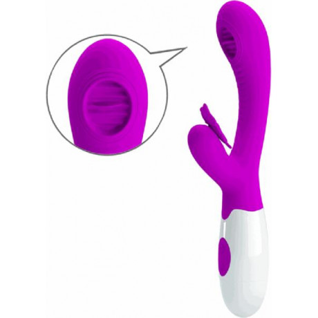 Вибратор с клиторальным стимулятором в виде бабочки и язычком на головке "Pretty Love Moth"