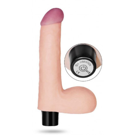 Реалистичный Фаллоимитатор с вибрацией и мошонкой "Real Softee" 8,0" 