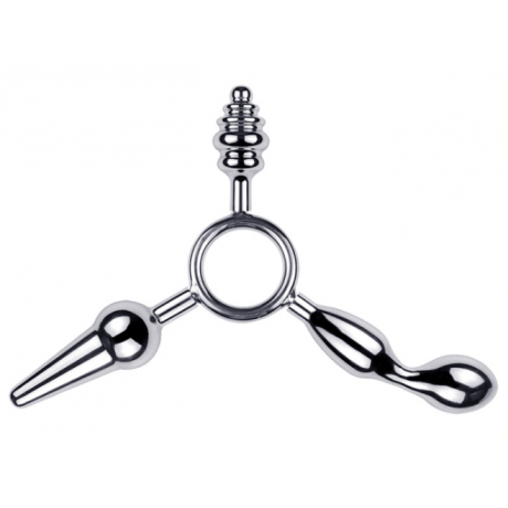 Металлическая анальная пробка 3 в 1 "Неожиданный сюрприз" Yeain SMGS086