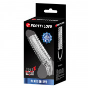 Стимулирующая Насадка на член с кольцом для мошонки и с открытой головкой "Pretty Love Hartman"