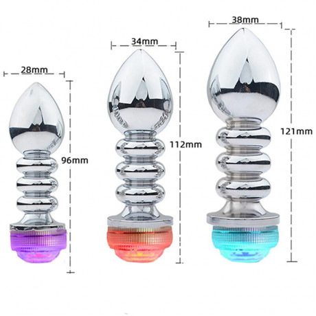 Светящаяся металлическая анальная пробка с пультом "Yeain DK-JSGS01"