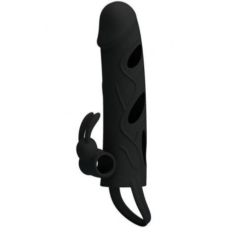 Насадка на член с кольцом для мошонки и вибрацией "Pretty Love"