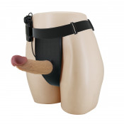 Мужской полый страпон с вибрацией и выносным пультом "Pretty Love Draven" 6,8"