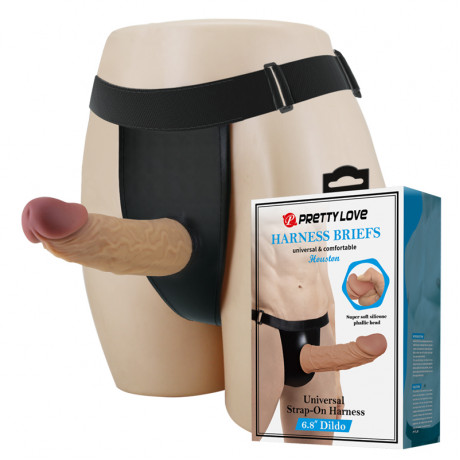 Мужской полый страпон без вибрации "Pretty Love Houston" 6,8"