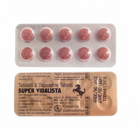 Комбинированный дженерик 2в1 для эрекции и продления полового акта "Super Vidalista" (Tadalafil&Dapoxetine)