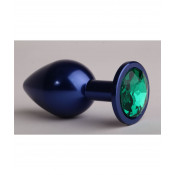 Анальная металлическая пробка со стразом "Синяя чайка", 7см