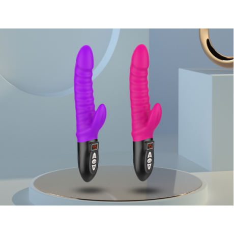 Нагревающийся ребристый вибратор с клиторальной стимуляцией "AFY-618"