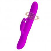 Вибратор с функциями вращения ствола и мощным клиторальным стимулятором в форме зайчика "Pretty Love Colin"