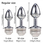Светящаяся металлическая анальная пробка с пультом "Yeain SMGS-088"
