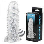 Прозрачная рифленая насадка на член "Brave man"
