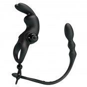 Эрекционное виброкольцо на член и рифлёный анальный стимулятор "Pretty Love Penis sleeve 5"