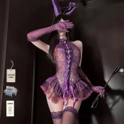 Рождественское фиолетовое секси-боди Зая с ушками R20