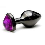 Анальная металлическая серебряная пробка "Heart" 8,5 см