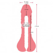 Мастурбатор-насадка 2 в 1 телесного цвета без вибрации "Unisex Dildo" 8.6"