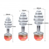 Светящаяся металлическая анальная пробка с пультом "Yeain SMGS-036S"