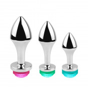 Светящаяся металлическая анальная пробка с пультом "Yeain GS-084"