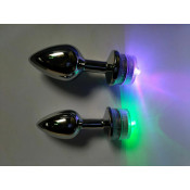 Светящаяся металлическая анальная пробка с пультом "Yeain SMGS-088"