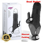 Насадка на член с двумя вибропулями и с открытой головкой "Yeain"