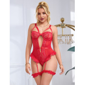 Сексуальное кружевное боди с подвязками для чулок R81188