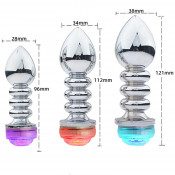 Светящаяся металлическая анальная пробка с пультом "Yeain DK-JSGS01"