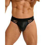 Мужские сексуальные виниловые черные плавки MP291