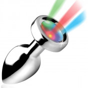 Светящаяся металлическая анальная пробка "Yeain GS-02М"