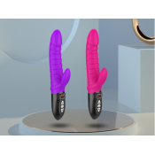 Нагревающийся ребристый вибратор с клиторальной стимуляцией "AFY-618"